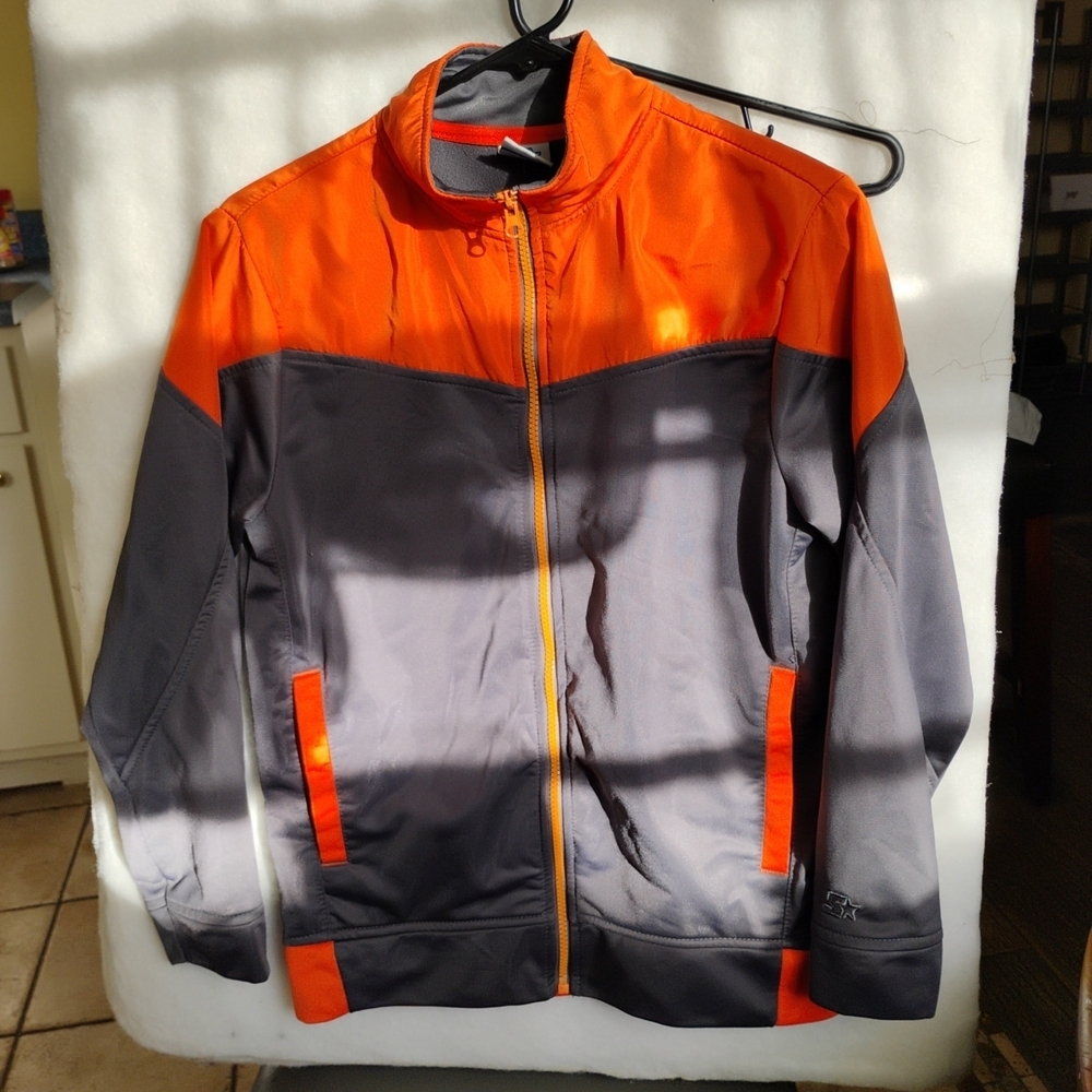Starter Boys Large (14-16) Gray And Orange Full zip Track Jacket